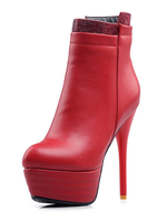High Heel Booties Platform Rote Strasssteine ​​Zip Up Stiefeletten Für Frauen