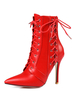 High Heel Booties rote Stiefeletten spitz Lace Up Booties für Frauen