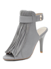 High Heel Booties Wildleder grau Peep Toe Slingbacks Sandal Stiefel mit Quasten