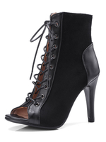 High Heel Booties Wildleder Open Toe Schnür High Heel Booties Damen Sandal Boot