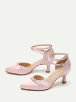 High Heel Brautjungfernschuhe Rosa Spitz zulaufende Pumps mit überkreuzten Absätzen