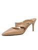 High Heel Mules Black Leder Pointed Toe Slingbacks Mule Schuhe