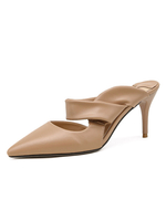 High Heel Mules Black Leder Pointed Toe Slingbacks Mule Schuhe