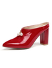 High Heel Mules Red Pointed Toe Perlen Backless Mule Schuhe für Frauen