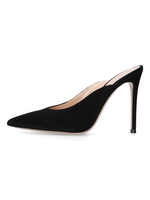 High Heel Mules Schwarz Spitzschuh Pfennigabsatz Backless Pumps Damen Mule Schuhe