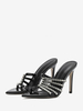 High-Heel-Pantoletten mit offenem Zehenbereich Strasssteinen Stiletto-Absatz und Slingback-Pumps