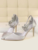 High Heel-Partei-Schuhe Silber Spitzschuh Strass Abend Schuhe