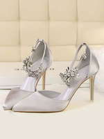 High Heel-Partei-Schuhe Silber Spitzschuh Strass Abend Schuhe