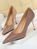 High Heel Party Schuhe Champagner Pointed Toe Strass Abendschuhe