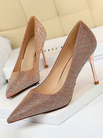 High Heel Party Schuhe Champagner Pointed Toe Strass Abendschuhe