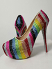 High Heel Party Schuhe Luxus Strass Color Block Abendschuhe
