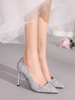 High Heel Party Schuhe Red Pointed Toe Pailletten Stoff Abendschuhe
