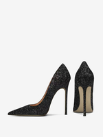 High-Heel-Party-Schuhe schwarze spitze Zehen- und Pailletten-Abschlussballschuhe
