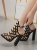 High Heel Sandalen 2020 Damen Open Toe Blockabsatz Sandalen Schwarz Gladiator Sandalen