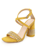 High Heel Sandalen Damen Wildleder Open Toe Strass Criss Cross Block Heel Sandalen Schuhe