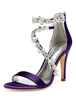High Heel Sandalen Frauen Open Toe Strass Riemchen Hochzeit Satin Brautschuhe
