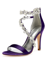 High Heel Sandalen Frauen Open Toe Strass Riemchen Hochzeit Satin Brautschuhe