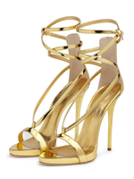 High Heel Sandalen Gold Open Toe Stöckel Absatz Riemchen Abend Sandalen Für Frauen