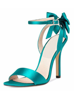 High Heel Sandalen Satin Open Toe Bow Knöchelriemen Party Schuhe Frauen Prom Schuhe