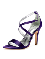 High Heel Sandalen Satin Open Toe Criss Cross Hochzeitsschuhe