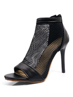 High Heel Sandalen schwarz Peep Toe ausgeschnitten Reißverschluss Sandalen Booties für Frauen