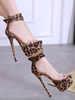 High Heel Sandalen Wildleder Plattform Leopard Stiletto Sexy Sandalen für Frauen