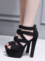 High Heel Sandalen Wildleder Plattform offene Zehe Criss Cross Sandale Schuhe für Frauen