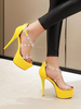 High Heel Sexy Sandalen Gelb Patent Obere Runde Zehen Sexy Schuhe