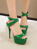 High Heel Sexy Sandalen Grüne Patent Obere Runde Zehen Sexy Schuhe
