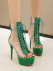 High Heel Sexy Sandalen Grüne PVC Obere Runde Zehen Sexy Schuhe