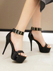High Heel Sexy Sandalen Leder Round Toe Sexy Schuhe