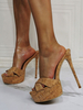 High Heel Sexy Sandalen Leichte Aprikose Open Toe Stiletto Heel PU Leder High Heel Pantoletten