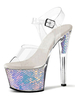 High Heel Sexy Sandalen Ombre PVC Obere Offene Zehe Kegelabsatz Sky High Heel Knöchelriemen Heels