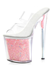 High Heel Sexy Sandalen Pink PVC Peep Toe Stiletto-Absatz Pantoletten