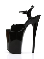 High Heel Sexy Sandalen Schwarz Leder Peep Toe Monk Strap Sexy Schuhe