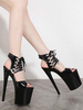 High Heel Sexy Sandalen Schwarz PU Leder Open Toe Platform Sexy Sandalen
