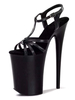 High Heel Sexy Sandalen Schwarz PU Leder Peep Toe Monk Strap Sexy Schuhe