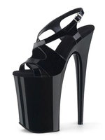 High Heel Sexy Sandalen Schwarz PU Leder Peep Toe Monk Strap Sexy Schuhe