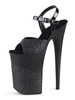 High Heel Sexy Sandalen Schwarz PU Leder Peep Toe Monk Strap Stiletto Sexy Schuhe