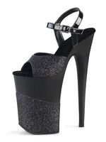 High Heel Sexy Sandalen Schwarz PU Leder Peep Toe Monk Strap Stiletto Sexy Schuhe