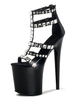 High Heel Sexy Sandalen Schwarz PU Leder Peep Toe Nieten Sexy Schuhe