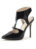 High Heel Sexy Sandalen Schwarz PU Leder Pointed Toe Sexy Schuhe