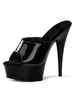 High Heel Sexy Sandalen Schwarze PU Leder Peep Toe Stiletto Flatform Sandalen