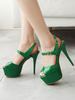High Heel Sexy Sandalen Silber Leder Round Toe Sexy Schuhe