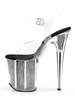 High Heel Sexy Sandalen Silber PU-Leder Peep Toe Transparent Sexy Sandalen
