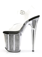 High Heel Sexy Sandalen Silber PU-Leder Peep Toe Transparent Sexy Sandalen