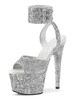 High Heel Sexy Sandalen Stiletto Hasel Leder Peep Toe Monk Strap Silber Sexy Schuhe