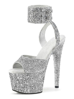 High Heel Sexy Sandalen Stiletto Hasel Leder Peep Toe Monk Strap Silber Sexy Schuhe