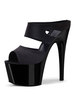 High Heel Sexy Sandalen Tiefgraues PU-Leder Offene Spitze Kegelabsatz Sky High Heel Pantoletten