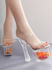 High Heel Sexy Sandalen Transparente Leder Square Toe Platform Sexy Sandalen